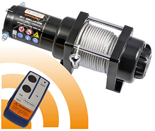 Power Series® 12V Elektrische Seilwinde 3000 Advance mit Funkfernbedienung und Handschalter - Zugkraft 1360 kg (Stahlseil) / 2720 kg (mit Umlenkrolle)